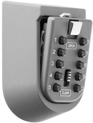 Schlüsselbox zur Wandmontage - für Schlüssel oder kleine Wertgegenstände - Schlüsseltresor mit 4-stelligem Zahlencode für außen und innen Schwarz oder Schwarz-Grau Key Safe (Graphit, H10,5 x B6,5cm)