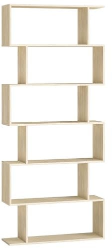 VASAGLE Biblioteca, Librería de 6 Niveles, 24 x 70 x 191 cm, Estantería, Armario de Libros, Separador de Espacios, para Salón, Dormitorio, Estudio, Oficina, Beige Natural LBC061L01