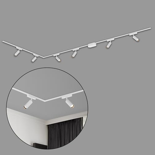 BRILONER - Schienensystem Luxtrail Komplettset, 6x LED Spots, L-Form, Lampen, Schwenkbar, Lichtschienensystem Decke, Strahler Schiene, Deckenlampe, Deckenleuchte, Spotlight, 3m, Weiß