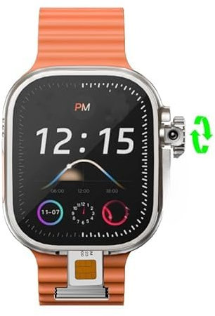 CD12 Montre intelligente Ultra 4G Android Wifi GPS Caméra Gooogle Play 5,7 cm 2000 mAh Standby King App Télécharger Android 9.0 SmartWatch (Orange, 8 Go, 128 Go)