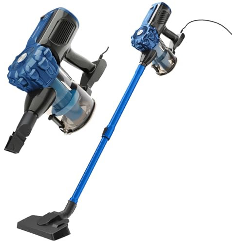 Proficare, Aspirateur 2en1 PC-BS3133-Bleu, Aspirateur à Main et Balai avec Fil, 600W, Filtre HEPA, Tube Télescopique 47-77 cm, Brosse Sols Durs, Support Mural Inclus, Idéal pour Parquet et Carrelage