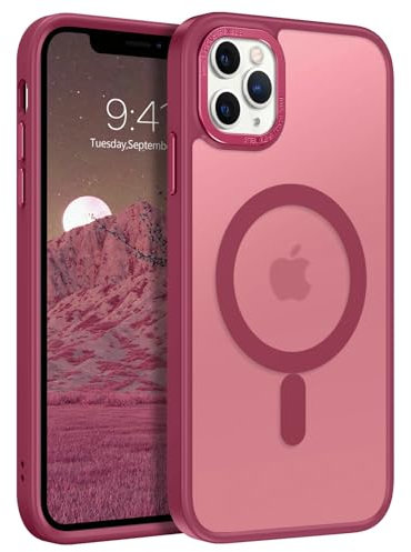 GaoBao Cover per iPhone 11 Pro Max 6,5” [Compatibile con Magsafe] Custodia Opaco Magnetica Sottile e Traslucida, Protezione Antiurto e Antigoccia, Protettiva Anti-Improntaper (Vino Rosso)