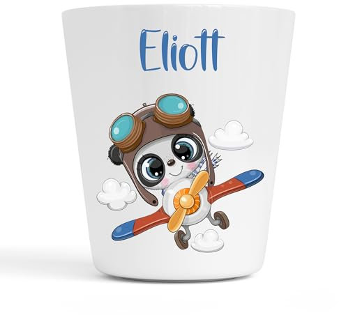 Gobelet en Plastique pour Enfants | Gobelet Personnalisé avec Nom |Verre Plastique Incassable Personnalisé (Avion Eliott)
