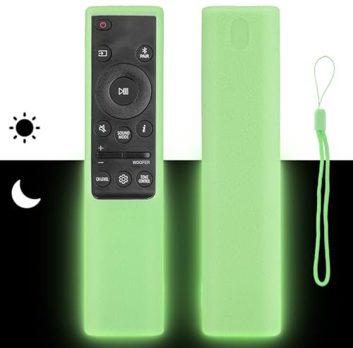Silicone Remote Control Case Compatible with Samsung AH81-15047A AH81-15498A Soundbar Remote Shockproof Protective Shell Cover with a Lanyard (Fluorescent Green)