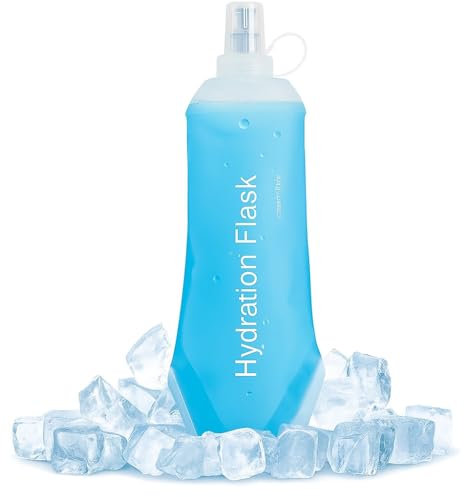 Water Bottle, 500ML Soft Water Flask, TPU Foldable Running Hydration Flask, Collapsible Water Bottle, Leakproof hot water bottle for Cycling, Marathon, Running, Hiking, Travel & Outdoor Activities.
