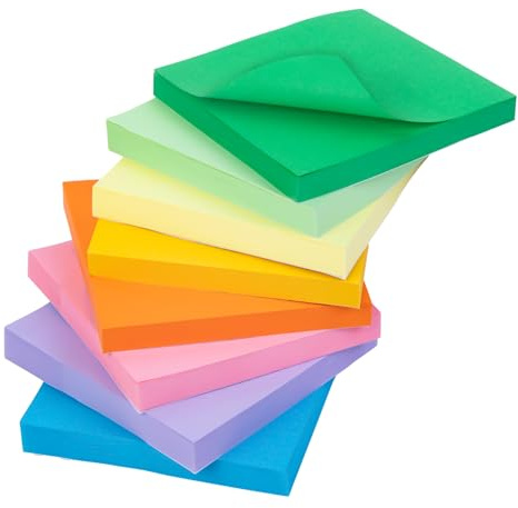 Agoer Haftnotizen 76 x 76 mm, 8 Blöcke Sticky Notes (640 Blatt) | 8 Farben Wiederaufklebbar Notizzettel, Leicht zu Beschreiben, Haftnotizen Klebezettel für Schule, Zuhause, Büro, To-do-Listen