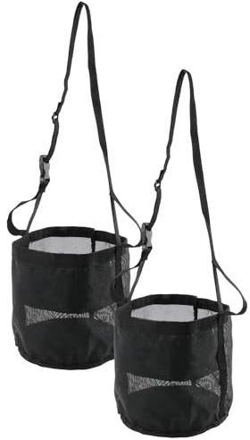 Deuson 2 Stück Pferde Futterbeutel,Futtertasche aus Nylon,Heavy-Duty Breathable Futterbeutel mit Verstellbarem Riemen und Langlebigem Snap,Pferd Maulkorb Futtertasche für Outdoor und Indoor(schwarz)