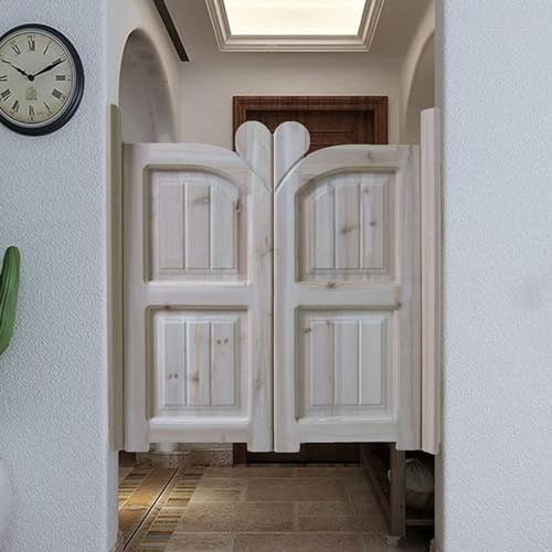 Generico Porte a Battente per Bar, Porte in Legno massello per Saloon Bar, Porte divisorie a Mezza Altezza con Chiusura Automatica e Cerniere, Porta Interna Grezza (L85xA90 cm/34x36)