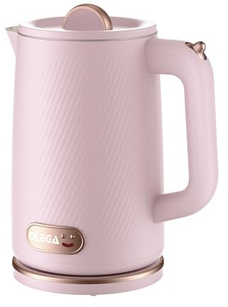 OLEGA Wasserkocher - 1800W Schnellaufheizender Elektrischer Teekessel BPA-freier 304 Edelstahl Elektrischer Wasserkocher mit Automatischer Abschaltung und Trockengehschutz für die Familie 1.8L Rosa