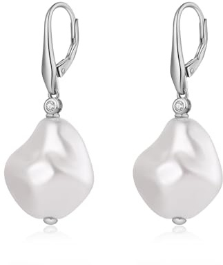 ZDaoBen Perlenohrringe Barock 925 Sterling Silber Perlen Ohrringe Hängend mit Leverback Perle Schmuck Geschenke für Damen