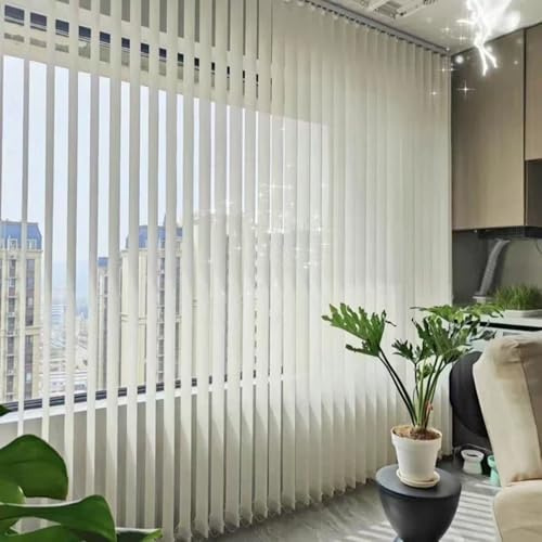 tow000ack Lamellenvorhang Komplettset,Weiß Vertikaljalousie,Vertikal Verdunkelungslamellen Fenster Vorhang Schiebevorhang für Haus und Wohnung,Terrasse,Anpassbar,Breite x Höhe (75cm x 200cm)