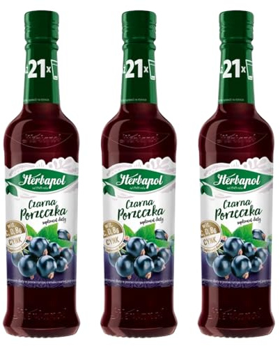 Herbapol Schwarze Johannisbeere Sirup 3x 420ml - Getränkesirup für Wasser & Tee