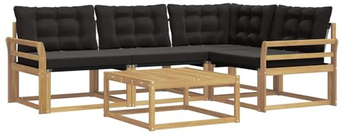 vidaXL Outdoor-Sofagarnitur 5 pcs Weiß und Schwarz 79 x 79 x 37 cm, Moderne Garten-Sofa-Garnitur, langlebige Möbel, schicker Akazienholz-Sitz, Bequeme Terrassen-Lounge