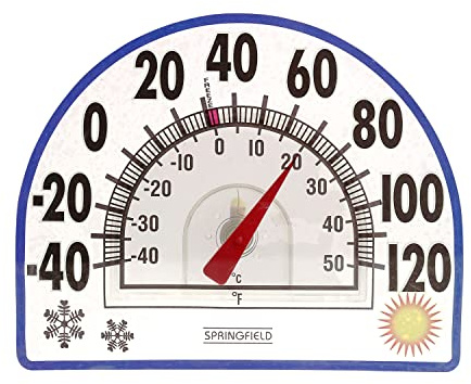 Springfield Static Cling Indoor Outdoor Thermometer, Temperature Gauge for Patio, Pool, and Sauna, 8-Inch, White/Blue