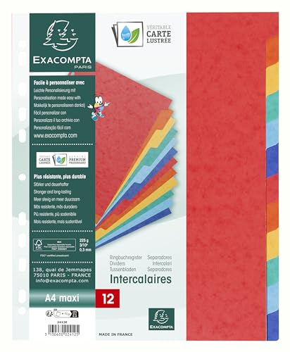 Exacompta 25 Register Glanzkarton flexibel 12 Taben blanko A4 Maxi