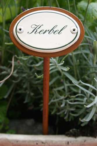 Kräuternamenschild Emaille Kerbel