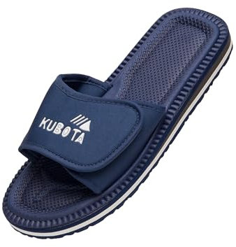 Kubota Badelatschen mit Klettverschluss Herren, Pantoletten, Hausschuhe, Badeschuhe für Strand, Badesandalen Sommer, Schuhe fur Dusch und Sauna - Dunkelblau 42