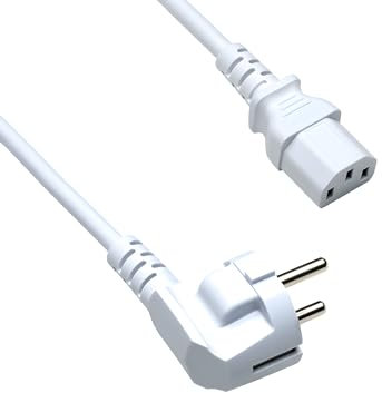 DINIC Stromkabel Netzkabel CEE 7/7 Schutzkontaktstecker auf C13, VDE, (1,80m, weiß)