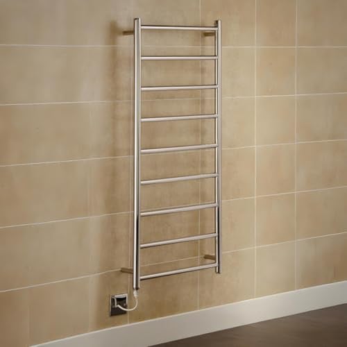 Manissa Selby Electric Heated Towel Rail Stainless Steel 500 W x 1200 H | Towel Warmer, Rust-Resistant, Bathroom, Wall Mounted, Mirror Polished