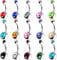 Outee 15 Pcs Belly Bars Button Belly Rings Navel Ring Belly Piercing Set Piercing Body Jewelry