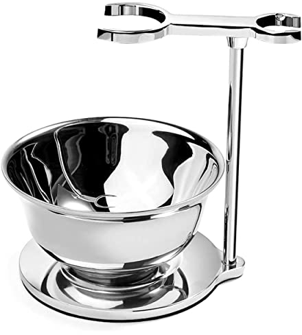 GRUTTI 2-in-1 Shaving Set, Chrome Razor Stand and Soap Bowl Gift Set for Men