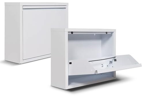 Zapatero de metal de 1 puerta de Naturn Living | zapatero moderno y compacto para guardar con estilo su colección de zapatos | zapatero | blanco mate