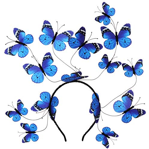 Coucoland Fascinator mit Schmetterling, Derby-Fascinator, Boho, Monarch-Stil, Stirnband, Schmetterlings-Kopfbedeckung, B-Blau, Einheitsgröße