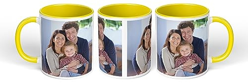 Print Maniacs Personalised Mug Any Image Photo Custom Text Magic Coffee Tea Cup Birthday Gift Father's Mothers Day Funny Mug (Yellow Fill and Handle)
