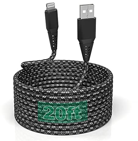 20FT/6M iPhone Ladekabel Lang Light ning Kabel MFi Zertifiziert iPhone Kabel Nylon Schnellladung Apple Ladekabel für iPhone 13/iPhone 12/11 pro/11/XS Max/X/XR/8/8 Plus/7/7 Plus/6/6 Plus/5S/5/SE