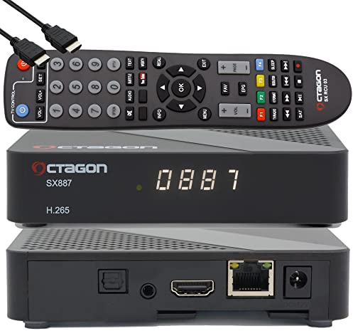 OCTAGON SX887 HD H.265 IP HEVC Smart Set-Top TV Box - Player, FTA Mediathek, DLNA, YouTube, Web-Radio, iOS & Android App, USB für Externe Festplatte, gratis EasyMouse HDMI-Kabel, UVM.