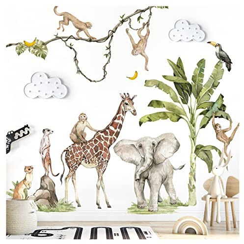 Grandora XXL Wandsticker Set Safari Baum Tiere Wandtattoo für Kinderzimmer DL765-2