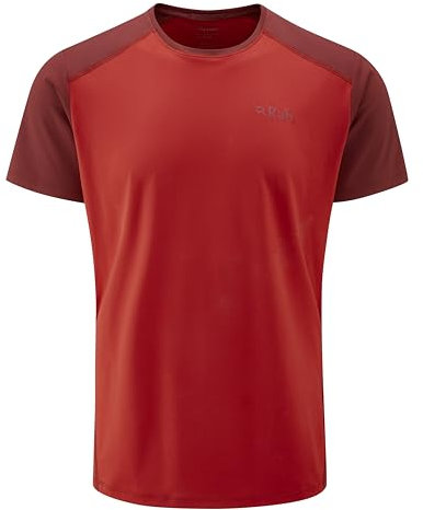 Rab Men's Force Tee Lightweight T-Shirt for Trekking, Climbing, & Trail Running - Ascent Red/Oxblood Red - Small