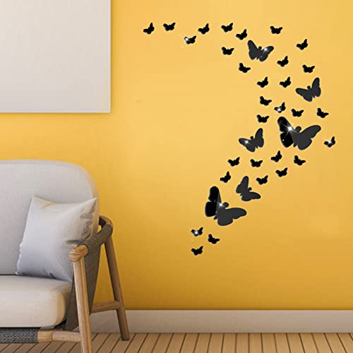 Schmetterlinge Deko, 36 Stück Schwarz Schmetterling Sticker Schmetterlinge Wanddeko Wohnzimmer Schlafzimmer Büro