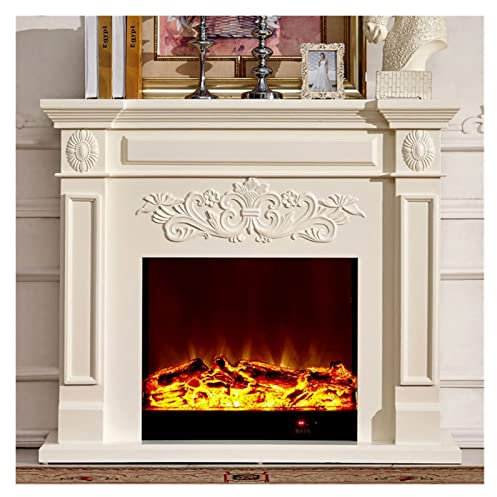 YUHUAWF fireplace Electric Fireplace Insert Firebox Decorative Fireplace Chimneypiece Wood Mantel LED Optical Flame electric fireplace (Color : White without heater)