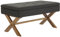CLP Banquette Namaro en Tissu I Banc avec Pieds Carrés en Bois De Caoutchouc I Bout De Lit avec Espace De Rangement, Couleur:Gris foncé, Couleur du Cadre:Antique Clair