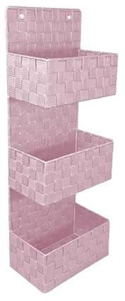 VIRSUS 1 Portaoggetti in Tessuto, Trama intrecciata a 3 Piani, misura 25x15x70 cm, Tasche portatutto, occhielli per sostegno a parete, mensola per accessori bagno Vari Colori (rosa shabby) - 1631C