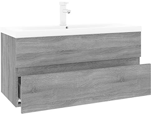 vidaXL Sink Cabinet with Built-in Basin Grey Sonoma Engineered Wood