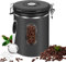 JOLIGAEA Kaffeedose Luftdicht aus Edelstahl, 2,8L Kaffeebhnen Behälter Vorratsdose, Kaffeedose mit CO2-Ventil & Datumsanzeige im Deckel - Aromadicht, Mit Messlöffel, für Kaffeepulver Tee Nüsse Kakao