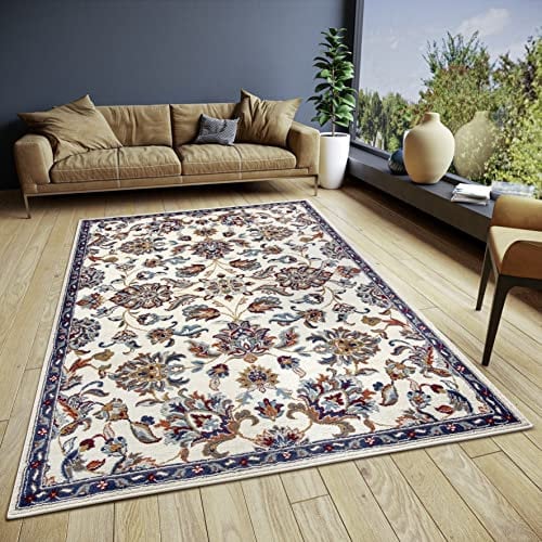 Hanse Home Caracci Tapis oriental - Classique - Tissage serré avec ornements et motifs floraux - Poils courts doux - Pour chambre à coucher, salle à manger, salon, couloir, cuisine - Crème - 140 x 200