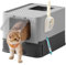 Feandrea Katzenklo, Katzentoilette, mit Deckel, ausziehbares Tablett, geräumig für Katzen bis 15 kg, weniger Spuren, auslaufsicherer Boden, anthrazitgrau-Taubengrau PPT001B01