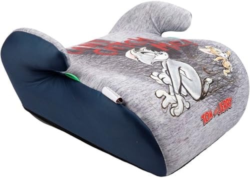 Tataway Warner Bros Tom & Jerry seggiolino alzatina auto i-Size ECE R129. Rialzo bimbi 125-150 cm con grafiche di Tom & Jerry, seduta grigia, comodo e sicuro per ogni viaggio in auto