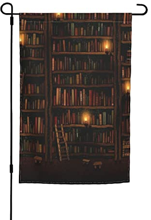 Evanem Gartenflaggen, doppelseitig, Raum, Vintage, Bibliothek, Hofflaggen, Rasenflagge, Dekoration, Flagge, Willkommensflagge, saisonales Schild, langlebig für alle Jahreszeiten, 30,5 x 45,7 cm