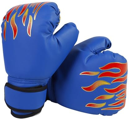 Hwtcjx Gants de boxe en polyuréthane pour enfants, bleu, 170 g, 3-12 ans