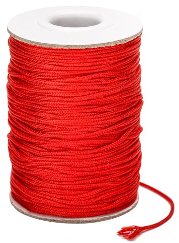G2PLUS 100M Fil Nylon pour Bracelet,Rouge Cordon en Nylon,1.5mm Fil de Nylon Tresse Cordon pour Perles pour Colliers,Bracelet Perle,Bijoux Artisanat DIY