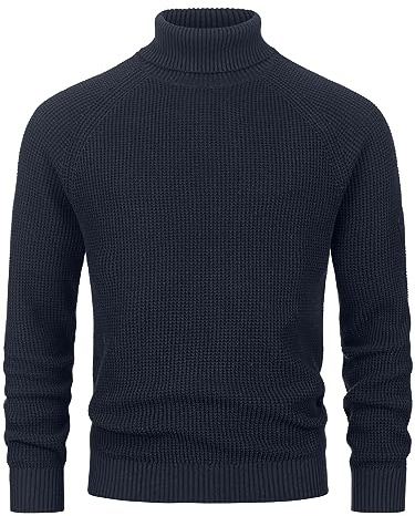 Indicode Herren INHarlan Feinstrick Pullover mit Rollkragen aus Baumwolle | Klassischer Feinstrickpullover aus Baumwolle mit Rollkragen, Herrenpullover, Strickpullover, Freizeitpullover für Männer
