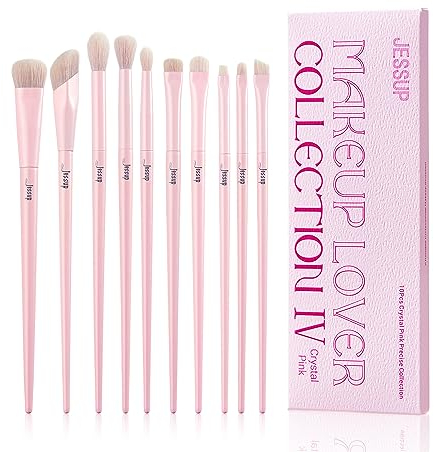Jessup Pinselset Makeup Augenpinsel Lidschattenpinsel Lidschatten Pinsel Set 10tlg rosa Augen Make up Pinsel Concealer Pinsel Premium Synthetik Lidschatten Eyeliner Smudge Crease Blender Pinsel T496