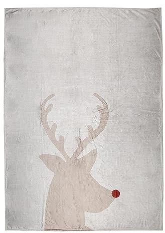 Clayre & Eef Plaid 130x170 cm Beige Polyester Rentier Decke