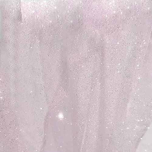 Tissu en tulle doux à paillettes 50 cm x 150 cm - Pour couture, bricolage, artisanat, vêtements, jupe en tulle, robe de mariée, voile, nappe, décoration de fête de mariage, rose