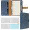 FYY Leder A6 Binder 6 Ring Binder Notizbuch - Nachfüllbares Notizbuch A6 Planer Binder mit Binder Taschen, A6 Trennblätter, A6 Nachfüllpapier, PU Leder Travel Binder Journal Cover Binder Navy Notebook