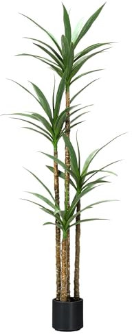 ProDeco Artificial 5.5FT Aagve Yucca Trees with 3 Heads Potted Plants Faux Fake Tree for Home Living Room Deco Indoor Outdoor (1, 6 Feet)